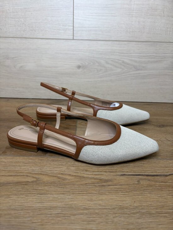 Giani Bernini Shoes - Giani Bernini Umaac Snip Toe Slingback Flats Brown White 8.5M